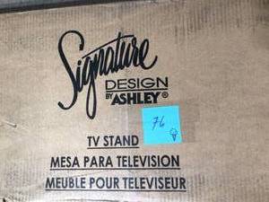 Signature Design by Ashley Willowton 60 TV Stand in Whitewash Customer Returns See Pictures