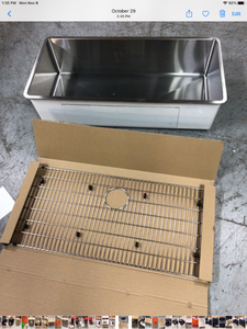 Crosstown Undermount Stainless Steel 37 in. Single Bowl Kitchen Sink with Bottom Grid and Drain by Elkay Customer Returns See Pictures