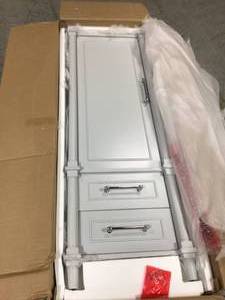 Aberdeen 20-34 in. W x 14-12 in. D x 60 in. H Bathroom Linen Cabinet in Dove Grey by Home Decorators Collection Customer Returns See Pictures