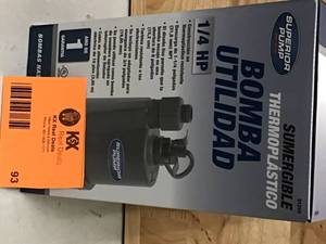 Superior Pump 14 HP Submersible Thermoplastic Utility Pump Customer Returns See Pictures