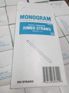 open case of jumbo straws plastic...