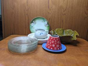Vintage Plates - Creamer - Bowl Combo
