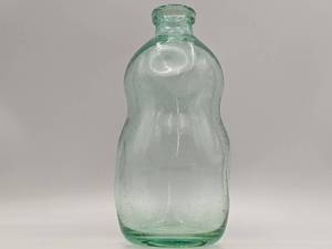 Mid-Century Sea-foam Green Hand-Blown Bubble Glass Bottle