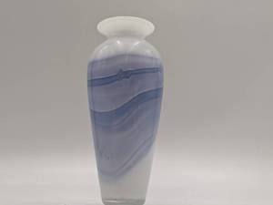Vintage 1987 Marbleized Hand-Blown Glass Vase