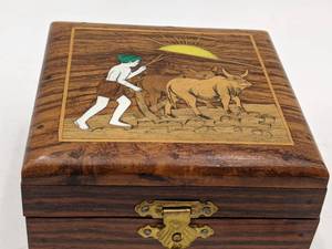 Rare Vintage Hand-Crafted Inlaid Wooden Box
