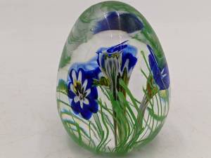 Incredible Vintage Murano Glass Cobalt Flower Egg