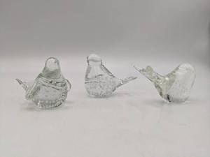 Three Little Birds-Vintage Hand-Blown Bubble Glass Birds
