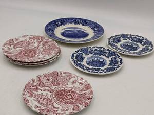 7 Beautiful Vintage Plates-Johnson Bros. Paisley, Wedgewood Royal Homes Of Britain, & Adams Potteries