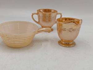 Vintage 3 Piece Fire King Lustre Ware Collection