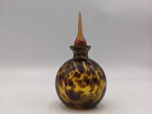 Vintage Hand-Blown Tortoise Glass Perfume Bottle