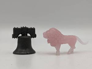 Vintage Liberty Bell and Pink Glass Lion