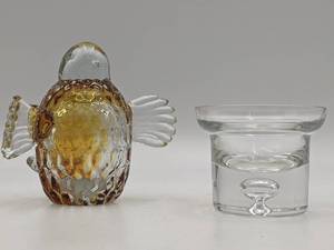 Vintage Krosno Poland Glass and Glass Bird