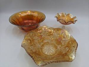 Vintage Amber Depression Glass Collection-Imperial, Carnival,