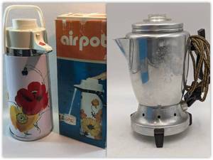 Vintage Hot and Cold Dispensers-Vintage 1970s Airpot-Hot and Cold Liquid Dispenser-Never Taken Out of Box Vintage Stainless Steel Percolator Coffee Pot