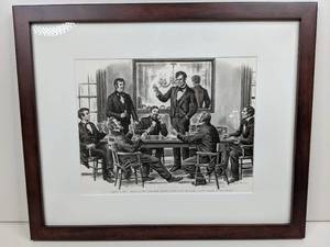 Vintage Custom Framed  Aug 3, 1937 Abraham Lincoln Print by Lloyd Ostendorf