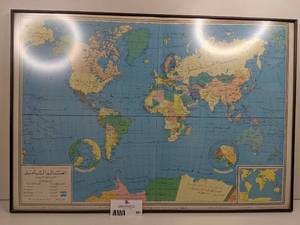Vintage Framed Arabic Map & Audubon Wildlife Film Series 1980-81Framed Poster