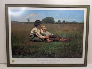 Vintage Framed Winslow Holmer Boys in A Pasture Museum of Fine Arts Boston Print