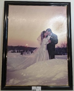 Large Wedding Photo with Beautiful Custom Frame Great for Artist to Repurpose