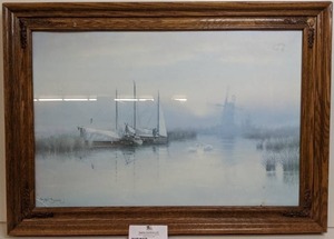 Renowned Artist David F. Dane Norwegian Painting Print in Beautiful Wooden Frame