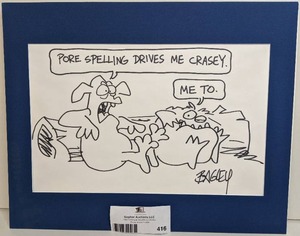 Signed Black and White Illustration by Bagley