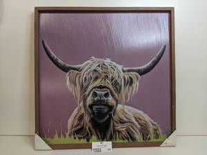 Framed Purple Background Bullhead Print