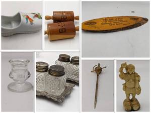 Vintage Home Decor Collection-Crystal Candlesticks, Salt and Pepper Shakers, Rare Figurine, And More