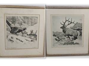 2 Vintage Custom Framed R.H. Palenske Signed Prints