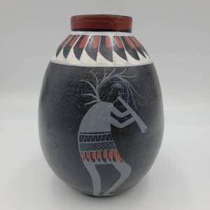 Hand-Painted Mexican Pottery Vase
