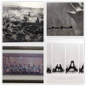 BW Reindeer Ranchers Mounted and Signed ,1934 Dinner for Threshers Print  - La Tour Eiffel Poster