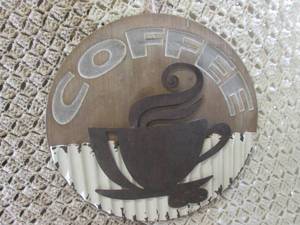 lot 67 image: (B-1) Wood and Metal Coffee Wall De...