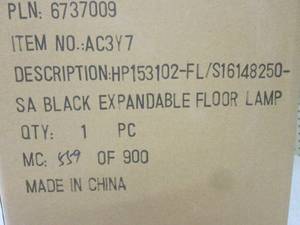 lot 187 image: (F-0) Black Expandable Floor Lamp N...