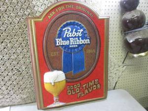 lot 203 image: (FS) Pabst Blue Ribbon Beer Bar Sig...