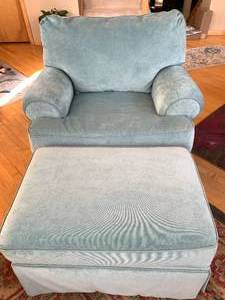 Blue Armchair and Ottoman
