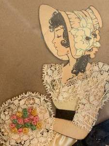 Handmade Petticoat Girl Antique Framed Art