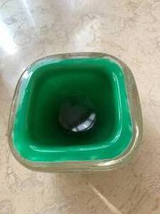 1960s Murano Bullicante Green Venetian Glass Bowl