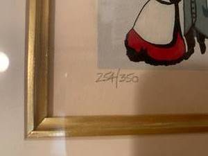 Winter Village Painting in Gold Frame