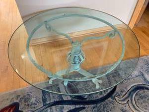 Glass Top Table with light green base