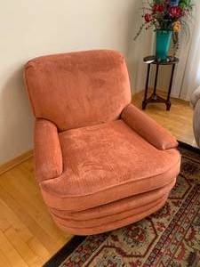 Comfy and Curvy Rust Orange Upholstered Chair