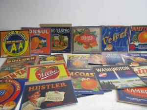 lot 57 image: Large Lot of Old Vintage NOS Advertising Crate Labels