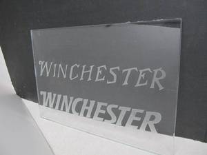 lot 59 image: Vintage WINCHESTER Etched Glass Store Display SignWindow