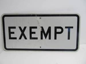 lot 72 image: Large Vintage Metal EXEMPT Sign