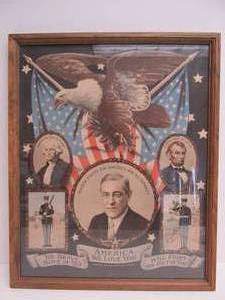 lot 81 image: Framed Antique 1917 Woodrow Wilson Patriotic Lithograph