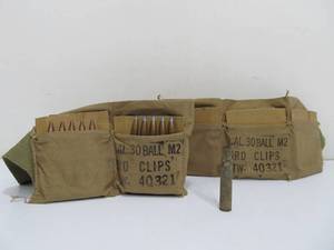 lot 115 image: Original WW2 Ammo Clip Bandolier w2 Clips