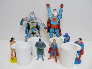 lot 131 image: Group of Vintage Superhero Toys Cups etc