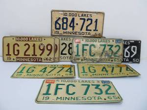 lot 141 image: Nice Lot of Vintage 1950s-60s License Plates