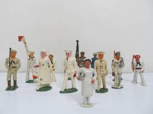 lot 155 image: Old Vintage Larger Size Metal Toy Soldier - Navy & Nurses