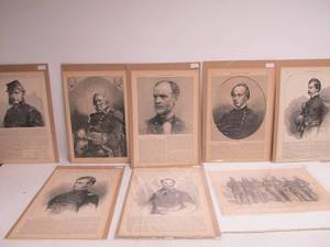 lot 189 image: Group of Large Size Orig 1860s Civil War General Harpers Weekly Etched Prints