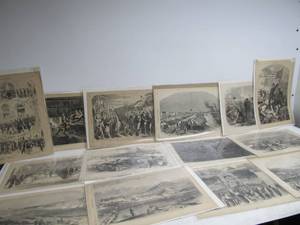 lot 190 image: Group of Large Size Orig 1860s Civil War Harpers Weekly Etched Prints