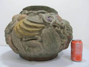lot 206 image: Large Heavy Terra Cotta Fruit Decorated Planter