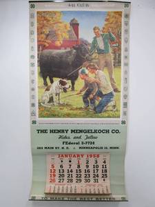 lot 269 image: Large Vintage Advertising Calendar - Henry Mengelkoch Hides & Fallow
